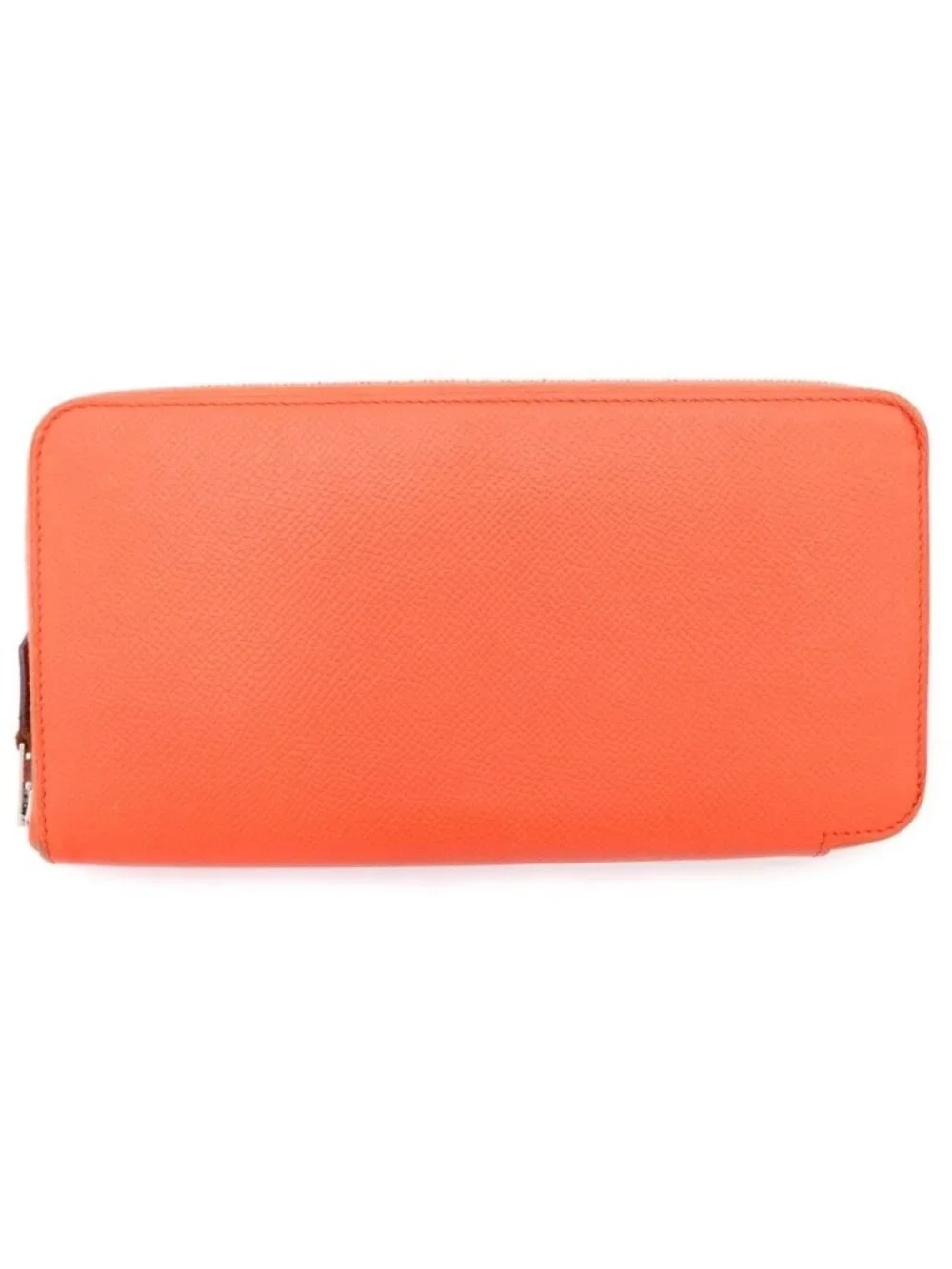 Hermes Azap Long Silk in Wallet Card Case Red Orange Epsom Silver